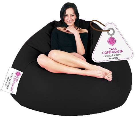 Casa Copenhagen Premium Leather Bean Bag Chair, Filled with Beans ...