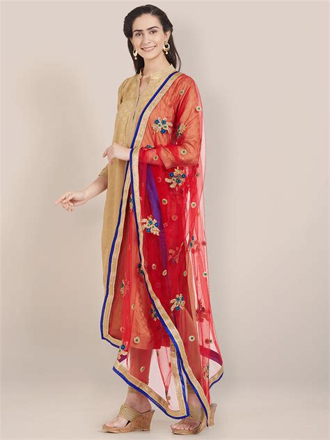 Floral Embroidered Net Dupatta Dupatta Bazaar