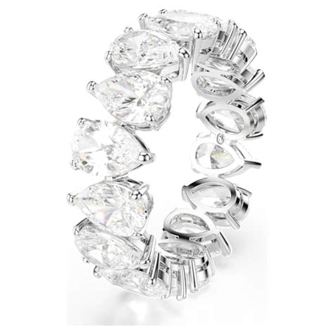 Matrix Vittore ring, Pear cut, White, Silver-tone finish | Swarovski