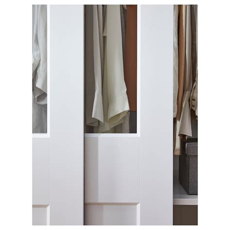 PAX / GRIMO wardrobe with sliding doors, white/clear glass white ...
