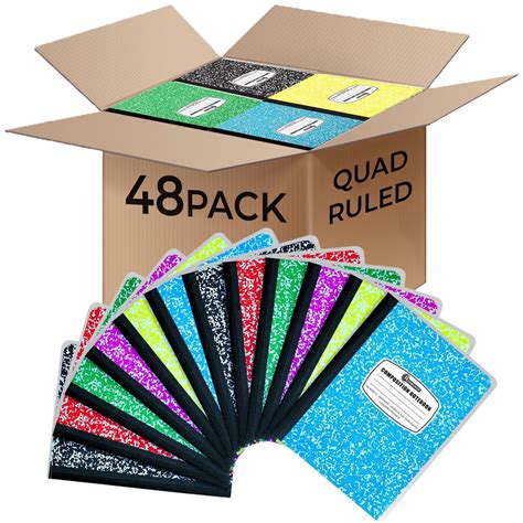 Rosmonde 48 Pack Quad Ruled Composition Notebook, 200 Pages (100 Sheets ...