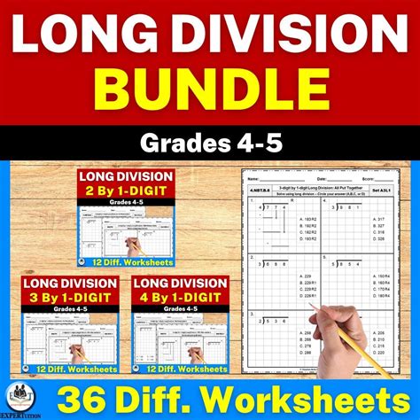 4th Grade Math Worksheets: Long Division Practice With Remainders and ...