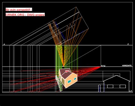 Bir evin perspektif dwg projesi - Autocad Projeler