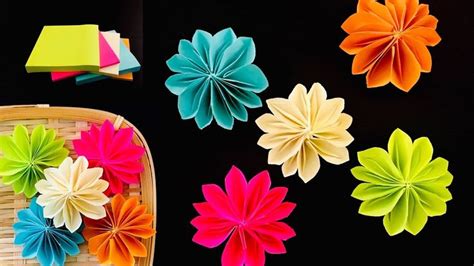 Origami Using Post Stick Notes Flower 的图像结果