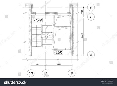 Part Plan Apartment House Stairs Elevator: ภาพประกอบสต็อก 455444350 ...