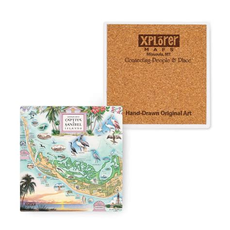 Florida's Sanibel & Captiva Islands Ceramic Coasters | Xplorer Maps