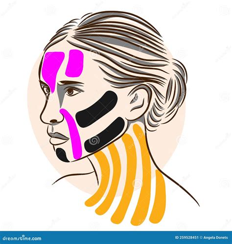 Neck Taping Technique, Kinesiology Facial Taping, Self Care Stock ...