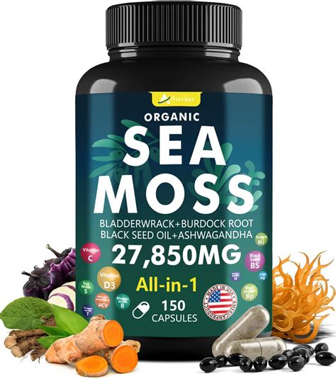 Amazon.com: Sea Moss Capsules Complex with Black Seed Oil,Aşhwagandha,Burdock Root,Bladderwrack ...