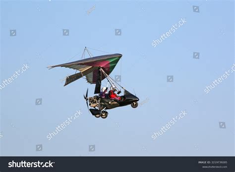 Ultralight Airplane Flying Blue Sky Stock Photo 2219739285 | Shutterstock