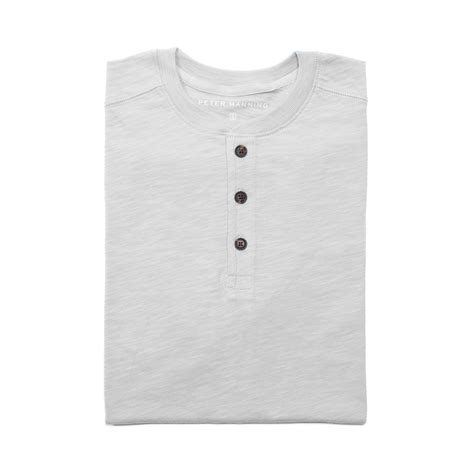 Henley Shirt Short Sleeve, Light Grey | Peter Manning NYC
