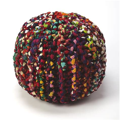 HomeRoots Boho Multi Color Rag Pouf Ottoman in the Ottomans & Poufs ...