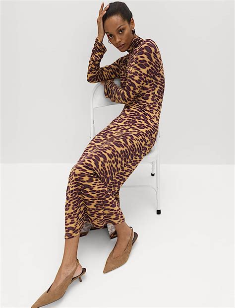 Buy Jersey Animal Print High Neck Midaxi Dress at Marks & Spencer