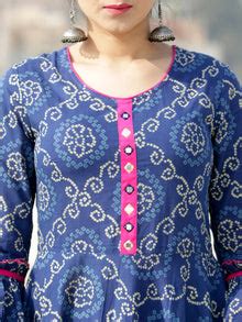 Maher - Indigo Bandhani Printed Urave Cut Long Dress - D381F2054 ...