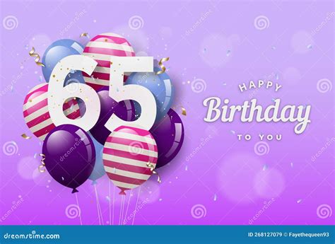 Happy 65th Birthday Greeting Card with Balloons. 65 Years Anniversary ...
