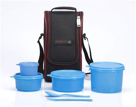 Buy Varmora Mini Lunch Box, Blue, 4 Pieces Online at Low Prices in ...