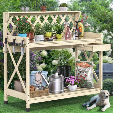 Amazon.com: YITAHOME Outdoor Garden Workstation Table with Drawer ...