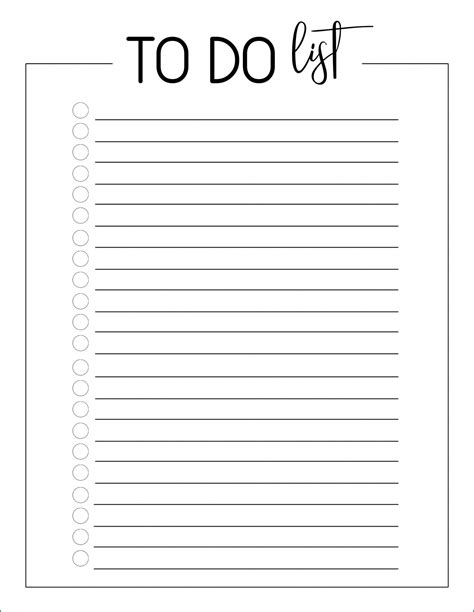 Blank To Do List Printable