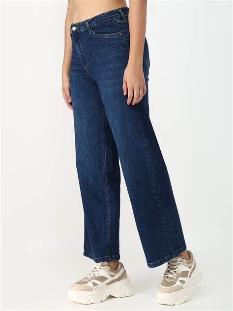 Buy Women Blue High-Rise Wide Leg Jeans | Kraus Jeans