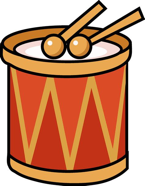 A colorful clipart image of a drum with red and yellow triangles and ...