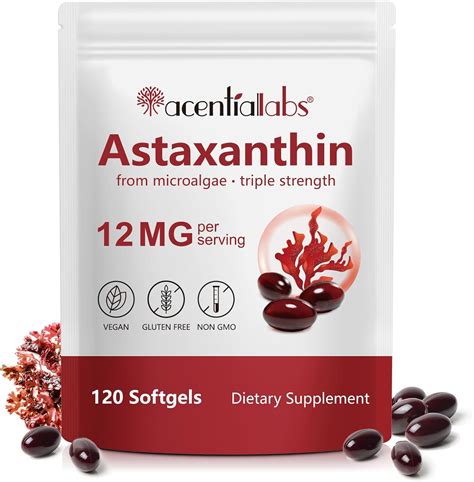 Amazon.com: Rulviou Premium Astaxanthin 12mg,120 Softgels | Natural Antioxidant Supplement for ...