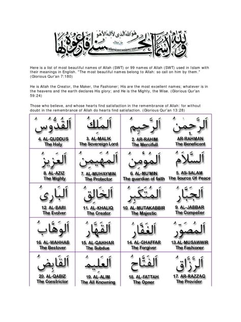 Image result for Muhammad 99 Names