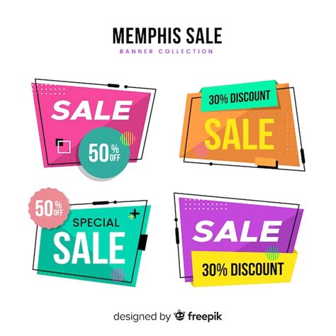 Memphis-Verkauf-Banner-Sammlung | Kostenlose Vektor
