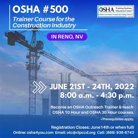 Don't miss OSHA #500 | In-Person | Reno, Nevada | June 21st-24th