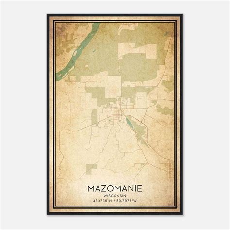 Vintage Mazomanie Wisconsin Map Poster, Mazomanie WI City Road Wall Art ...