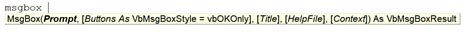 Image result for VBA MsgBox Options