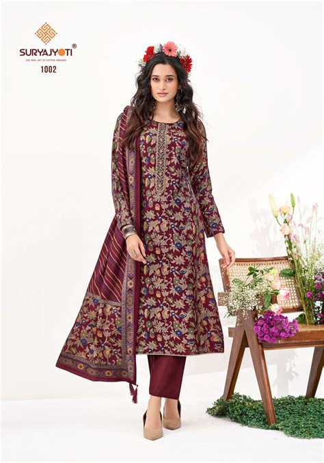 SURYAJYOTI KASAK VOL 1 SILK PRINT WITH FANCY EMBROIDERY WORK SUITS AT ...