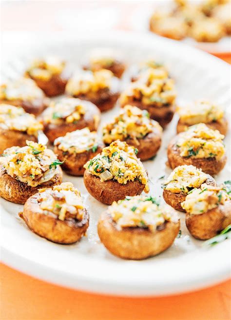 Creamy Vegetarian Stuffed Mushrooms| Live Eat Learn