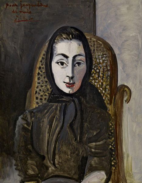 Portrait Of Jacqueline In Rocking Chair And Black Scarf, 1954 (Portrait ...