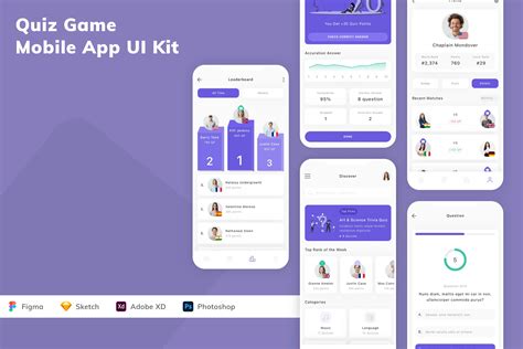 Quiz Game Mobile App UI Kit for Figma, Sketch & XD | UIworkshop