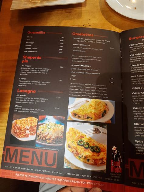 Menu at Food Mafia, Chennai