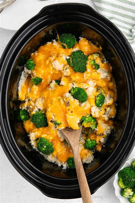 Crock Pot Chicken Broccoli Rice Casserole - Eating on a Dime