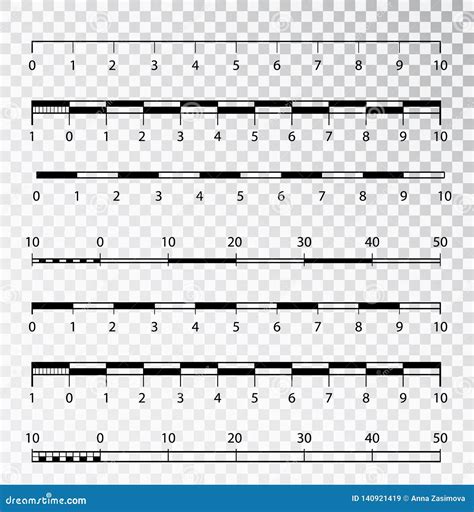 Vector Map Scales Graphics for Measuring Distances . Set of Metric ...