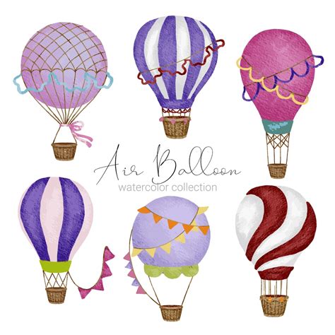 Premium Vector | Hot air balloon designs in various watercolor styles for graphic designers to ...
