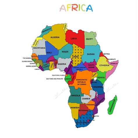 Digital Map of Africa, Colorful Home or Office Wall Art Deco Map of Africa - Etsy Canada
