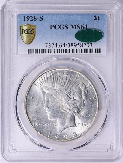 1928-S Peace Silver Dollar PCGS MS-64 (CAC Green) (Item 1889118 ...
