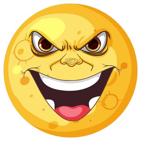 Mond mit böser Gesichtskarikatur | Premium-Vektor