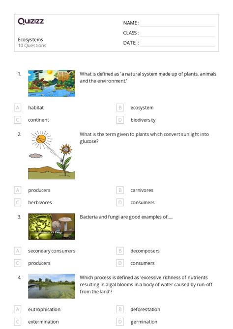 50+ ecosystems worksheets for 11th Class on Quizizz | Free & Printable
