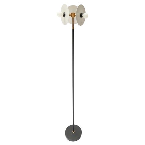 Mid-Century Black and Brass Floor Lamp at 1stDibs