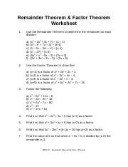 Image result for Printable Worksheet Applications of Remainder Theorem