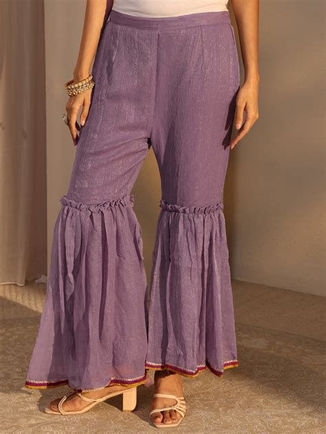 Buy Libas Lavender Woven Design Chiffon Straight Suits Set With Dupatta ...