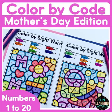 Mothers Day Color by Number 1 to 20 Math Worksheet | Spring Subitizing ...
