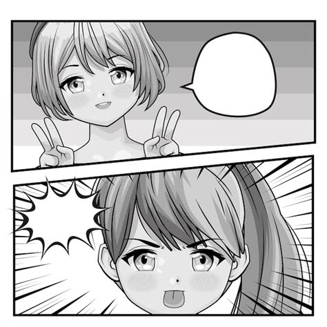 Two girls monochrome anime | Free Vector