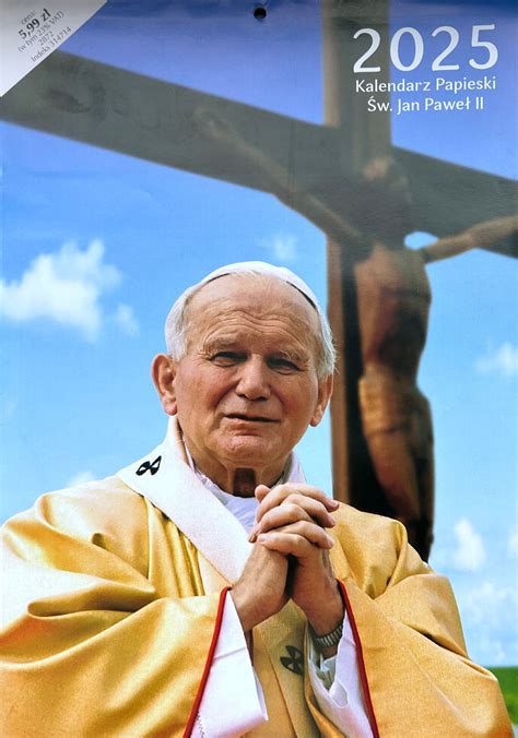 KALENDARZ ŚCIENNY A4 PAPIEŻ ŚW.JAN PAWEŁ II 2025 Wieloplanszowy ...
