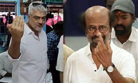 Ajith Kumar shows up to vote 30 minutes before time; Rajini stresses ...