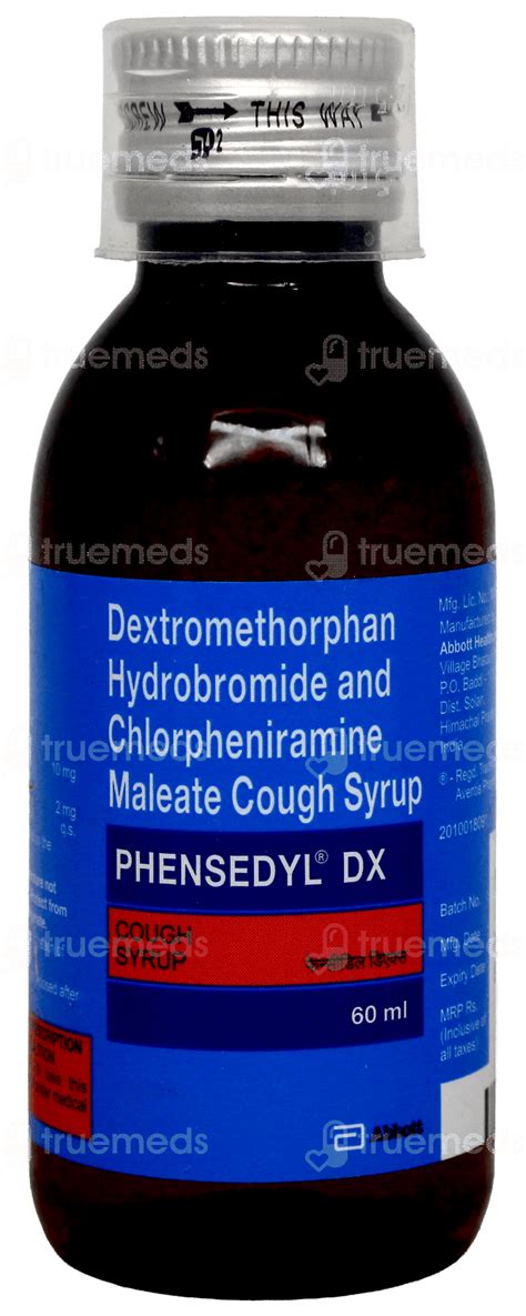 Phensedyl Dx Syrup 60 Ml - Uses, Side Effects, Dosage, Price | Truemeds