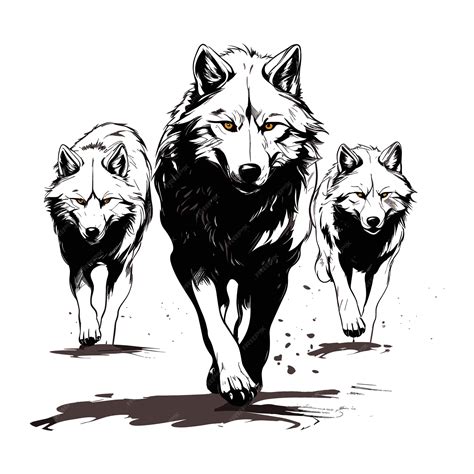 Hand drawn wolves outline illustration | Premium Vector